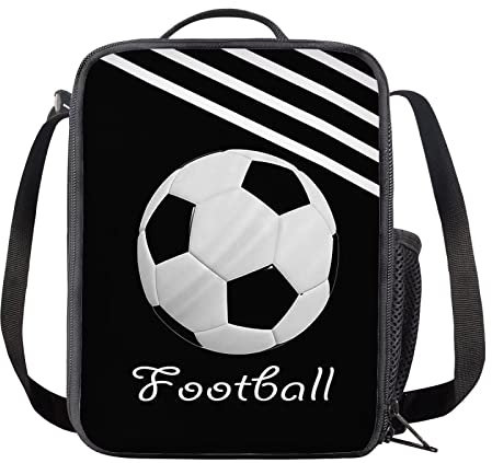 Aotximlat Lonchera de fútbol para niños, caja bento de preescolar primaria y secundaria con soporte superior