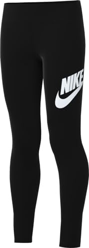 Nike Mädchen Hose G NSW Essntl Lgng Futura Mr, Black/White, FJ6168-010, XL