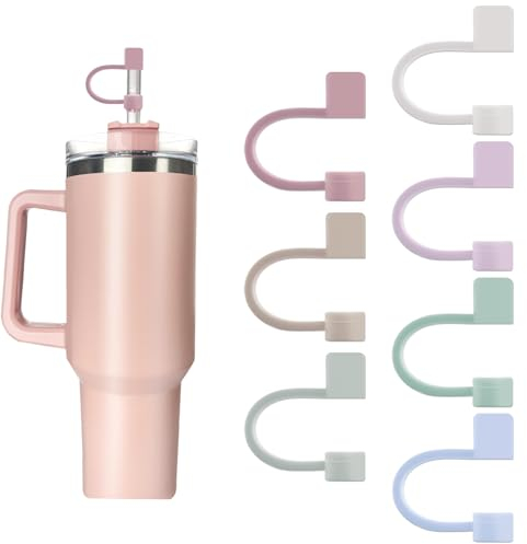 7 tapas de silicona de 10 mm de diámetro, compatibles con vasos Stanley 20 de 30 y 40 onzas, tapas de popote para vaso Stanley de 40 onzas con asa, tapas de popote a prueba de polvo para botella de