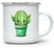 MAXIKIWI Langlebige Emaille-Kaffee- oder Tee-Camping-Tasse für drinnen und draußen, niedliche Kawaii-Kaktus-Aufkleber, 350 ml