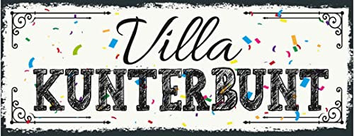Ontrada Holzschild 27x10cm Villa Kunterbunt Holz Schild