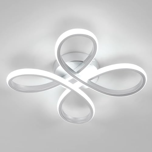 LED Deckenleuchte Moderne, 30W 3375LM Creative Flower Form LED Deckenlampe Silber LED Lampe Deckenbeleuchtung für Wohnzimmer Schlafzimmer Badezimmer Flur, Ø30CM, 6500K Kaltweiß
