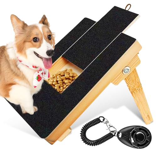 LEKEFETO Ponceuse à griffes multifonction pour chien : griffoir pour chien avec boîte à friandises et clicker dresseur de chien, papier abrasif pour chien