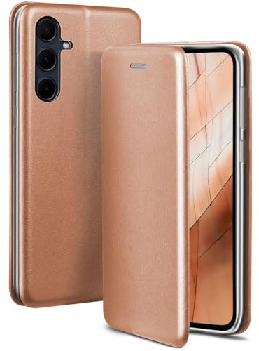 ONEFLOW Handyhülle kompatibel mit Samsung Galaxy A35 5G - Hülle klappbar, Handytasche mit Kartenfach, Flip Case Call Funktion, Leder Optik Klapphülle mit Silikon Bumper, Rosegold, BU-233261-ROSE