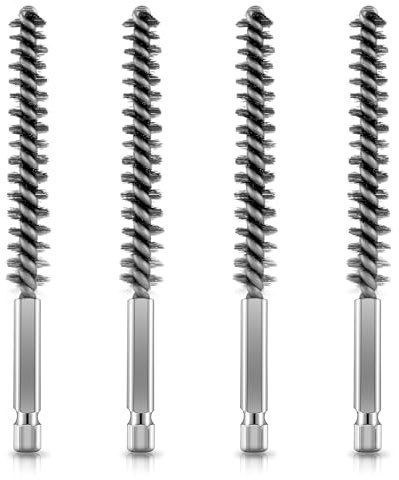 Andibro 4 Pcs Golf Clubs Head Hosel Brush, Stainless Steel Shaft Ferrules Electric Drill Wire Cleaning Tool for Deeply Clean Debris Dust Glue in Club Hosel Holes Wood Iron