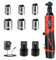 Funnyway 3/8 Cordless Ratchet Wrench, 12V Cordless Ratchet with 2 x 2000mAh Li-Ion Battery and Fast Charger, Max Torque 45N.m, 0-300rpm Electric Ratchet with LED Light and 6 Sockets (Red)