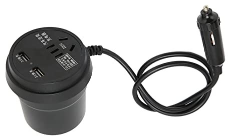 Inversor de Corriente para Automóvil, Inversor para Automóvil Inversor para Automóvil Negro 150 W CC 12‑24 V a CA 110 V‑220 V Convertidor Adaptador de Corriente de 2 Puertos USB