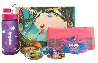 ergobag Fan Box with Water Bottle, Kletties, Zippies and Hangie, 10 Piece Set Start School Gift Box, Fairy Tale - Multi Colored, One Size