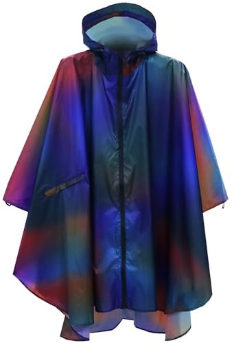 ANYOO Wasserdicht Radfahren Regen Poncho Portable Leichte Regenjacke Mit Kapuze Fahrrad Compact Regen Cape Wiederverwendbare Unisex für Backpacking Camping Outdoors,Blauer Lila-Verlauf,Einheitsgröße