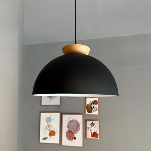 bamyum Yimpi Küchenlampe Hängend Vintage Ø30 cm, Lampenschirm Hängelampe Esstisch Wohnzimmer, Küchenlampe Hängend Schwarz, Hängelampe Küche, Pendelleuchte Wohnzimmer, Pendelleuchte Vintage Industrial
