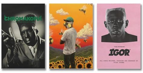 Tyler Poster, The Creator Rapper, Musikalbum, Retro, Vintage, Wandkunst, Leinwand, Poster, Raumdekor, ästhetischer Druck, Dekoration, 20 x 30 cm, 3 Stück, Stil 6, 3 Stück