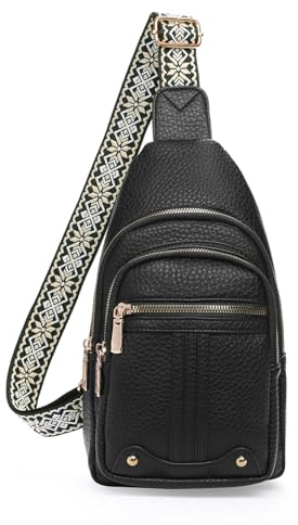 GAEKEAO Brusttasche Damen, Sling Bag Crossbody PU Leder mit Verstellbarer Gurt Kleine Umhängetaschen Schultertasche für Reisen Wandern Einkaufen, Geschenk für Frauen