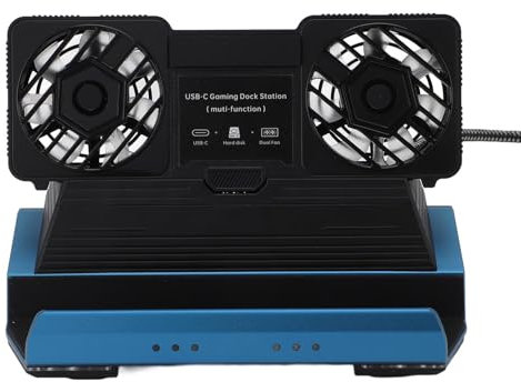 10 in 1 Docking Station, with Dual Cooling Fan, 4K 60Hz Gigabit Ethernet, 100W PD, M.2 NVMe Slot, 4 USB 3.0, RGB, for Legion Go, Tablets, Laptop