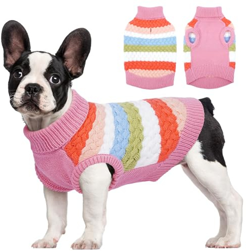 Kuoser Warmer Hundepullover für Kleine und Mittelgroße Hunde, Fleece Hunde Kleidung für Winter, Rosa L
