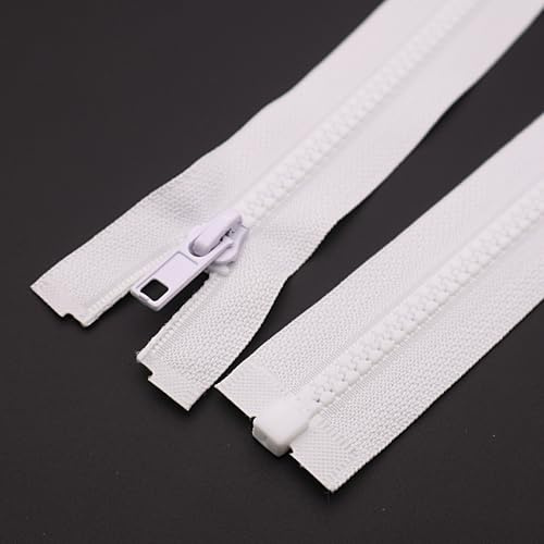 SHUNLI 2 pezzi 48 cm chiusura lampo mesh 5 mm bianco separabile plastica cerniera per giacche fai da te