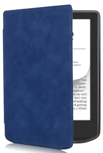 Compatible avec la tablette Vivlio Light HD/Light 6, couverture complète ultra fine en cuir avec étui pliable robuste (bleu)