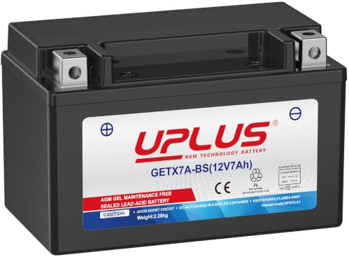 UPLUS YTX7A-BS 12V 7Ah 130A GEL Motorradbatterie GETX7A-BS | Wartungsfrei, für Motorrad, Roller, Quad, UTV. 150L×87B×93H(mm), vor Kauf Maße prüfen