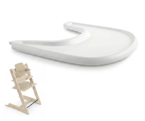 Bandeja compatible con trona Stokke Tripp Trapp, accesorio para baby set, bandeja infantil para trona, fácil de limpiar, sin BPA, HANELLE (Blanco)