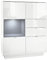 Vladon Highboard Sideboard Metro, Made in Germany, Korpus in Weiß Hochglanz/Fronten in Weiß Hochglanz mit Einsatz in Grau Hochglanz, inkl. LED Beleuchtung