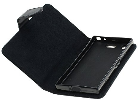 Mobilfunk Krause - Book Case Etui Handytasche Tasche Hülle für Sony Xperia XZ1 Compact (Schwarz)