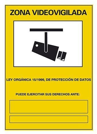 CABLEPELADO Placa exterior homologada zona videovigilada, Cartel de videovigilancia, Señal de zona videovigilada, Rótulo de videovigilancia, Señalización de CCTV, 21 cm x 30 cm