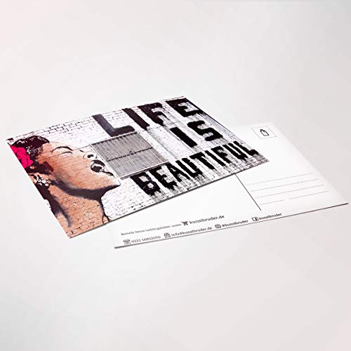 Kunstbruder Banksy Life is Beautiful - 3er Postkarten-Set in versch. Motiven (div. Motive) - Banksy Streetart Postkarte Din A 6 10,5x14,8cm