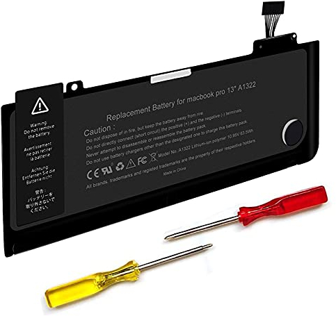 PowerZJS Ersatz Akku für MacBook Pro 13 A1322 A1278 (Mid 2009, Mid 2010, Early 2011,Late 2011, Mid 2012) MacBook Pro 13 A1322 Ersatz akku [10,95V 63,5Wh Li-Polymer]