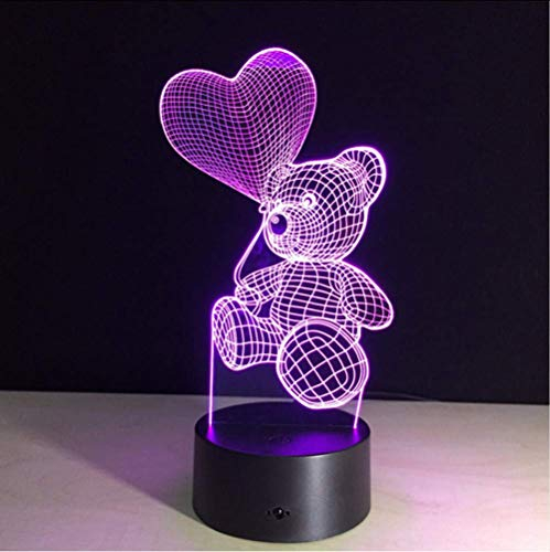 Teddybär nachtlichter geschenke für kinder frauen mama mädchen smart touch & fernbedienung 7 farbe 3d illusion lampe tier licht kinder led schreibtischlampen