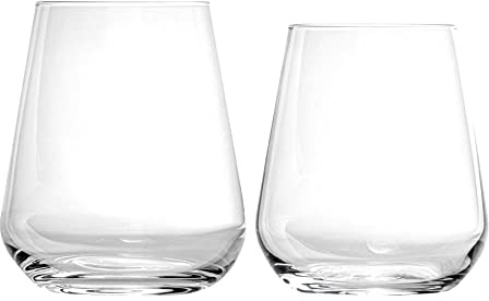 Bormioli Rocco Inalto Uno Water Tumblers and Stemless Wine Glasses - 12pc Set