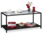 Relaxdays Couchtisch, Glasplatte & Metallgestell, Ablage aus MDF, moderner Wohnzimmertisch, HBT 45x100x50 cm, schwarz