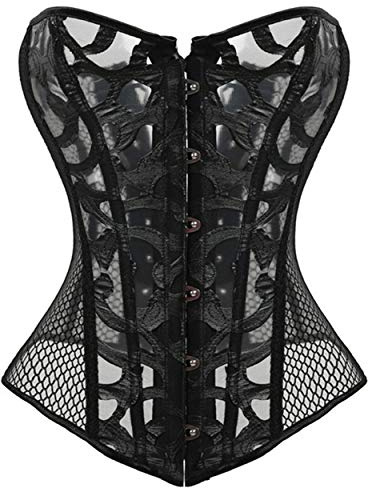 Kelvry Corset bustier sexy en satin à lacets pour femme Noir…