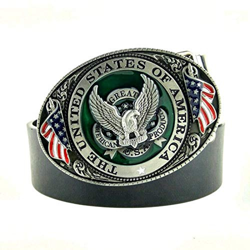 JWJQTLD Herren Gürtel Lässige Männliche Ledergürtel Metallschnalle Usa Flag Eagle American Western Cowboy Mode Herren- Und Damengeschenke