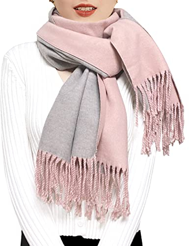 ehsbuy Winter Schals & Tücher für Damen Reversibel Kaschmir Schal Wendbarer Schultertuch Langer Großer Wärmeschal mit Quaste für Hochzeits Geschenke