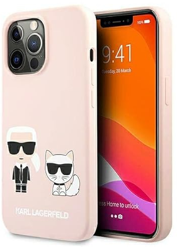 Karl Lagerfeld KLHMP13XSSKCI Hülle für iPhone 13 Pro Max 6,7 hell-pink Silicone Ikonik Karl & Choupette Magsafe