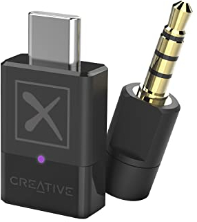 Creative BT-W4 Smart Bluetooth 5.2 Audio Transmitter with aptX Adaptive, 24-bit audio, Device-switching Function, and Voice Chat Support for PC/Mac / PS5 / PS4 / Nintendo Switch