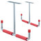 Relaxdays 6 x Deckenhaken Garage, T-Profil, bis 25 kg, für Stauraumbrücke, Stahl mit Polsterung, H x B: 30 x 42 cm, Silber-rot