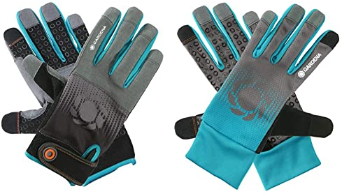 Gardena Gerätehandschuh Größe 10/XL: Handschuhe für alle Arbeiten mit Geräten, optimaler Grip, stoßdämpfende Pads, Mesh-Gewebe (11522-20) & Garten- und Pflegehandschuh 9/L (11508-20)