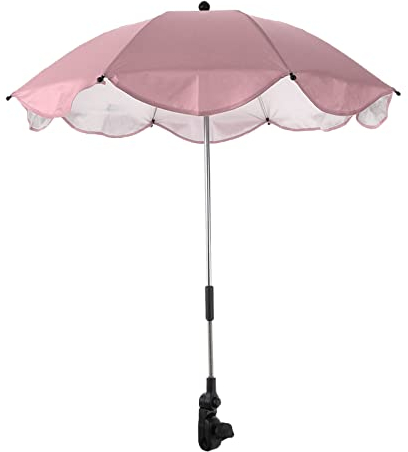 Universeller Sonnenschirm für Kinderwagen, 360 Grad, UV-verstellbar, wasserdicht, für Stühle, Rollstuhl, Fahrrad, Kinderwagen (Rosa)