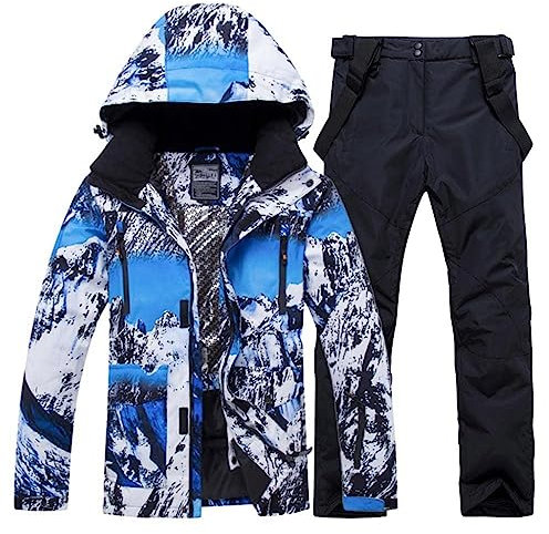 ALSOGO Herren Skianzug Ski Jacke und Hose Set Wasserdichter Schneeanzug Snowboard Jacke Hose Skikleidung Für Männer Black M