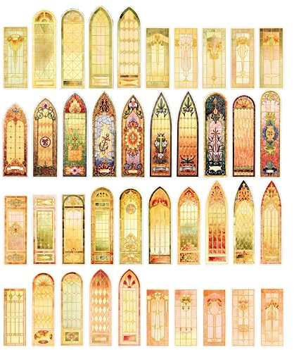 40 Stück Lesezeichen Papier, Lesezeichen Personalisiert Mädchen, Notizbuch Vintage, Book Nook Aesthetic Accessoires, Weiterführende Schule Geschenk Fur Mädchen(Vintage Kirche Malerei)