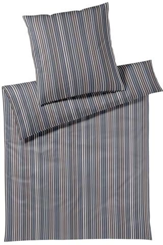 elegante Mako-Jersey-Bettwäsche-Garnitur Track Farbe Graphit Größe 155x220+80x80 Gestreift Stripes