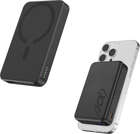 JCK Magnetico Power Bank 5000mAh per iPhone 16 15 14 13 12 Series 22.5W Magnetico Powerbank Battery Pack Ricarica Rapida,per Type-C and Out Wireless Caricatore Portatile+Cavo USB-C(Nero)