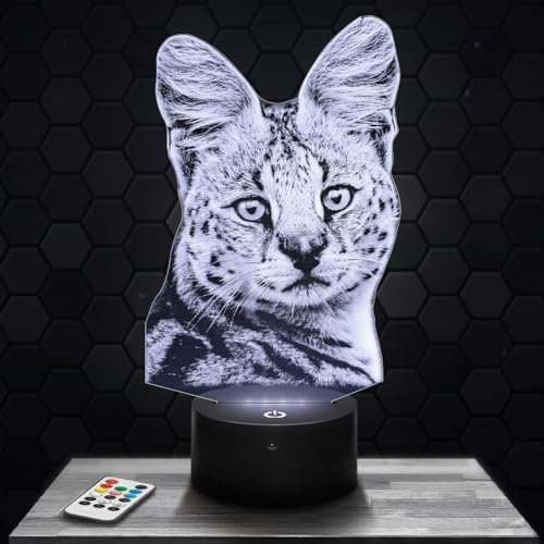 Lampephoto.fr Nachttischlampe Serval deko Tier Wildnis Afrika Katzen. Geschenkidee Mann Frau objekt Serval Nachtlicht Erwachsene deko Zimmer. Weihnachten