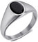 BOBIJOO Jewelry - Siegelring, Cabochon, Onyx, oval, 9 x 6 mm, Edelstahl, versilbert, Rostfreier Edelstahl