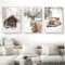 3er Premium Poster Set, Modern Winter Bilder, Wandbilder Wanddeko für Wohnzimmer Schlafzimmer, Winterlandschaft Bilderset Elch, Holzhaus,Auto, Eichhörnchen,Wald - Ohne Rahmen (ABC,40x50cm)