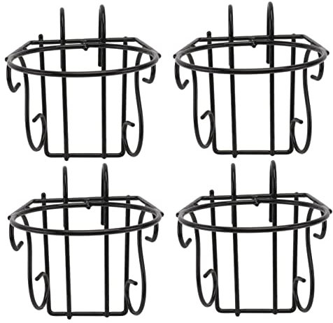OFFSCH 4 Piezas Colgador de macetas Estante para Colgar Flores flor Colgante de Hierro comederos para pájaros al Aire Libre Planta macetero de Hierro Forjado Planchar Percha
