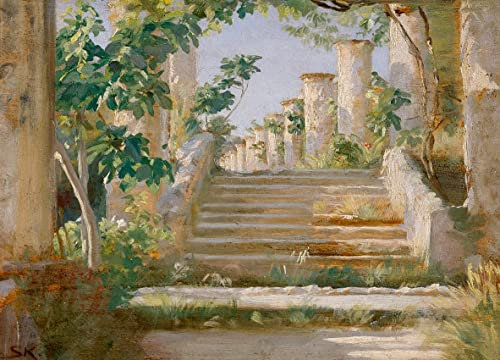 YiNzo Poster Art Loggia in Ravello von Peder Severin Krøyer, 58 x 90 cm, Leinwandbild ohne Rahmen