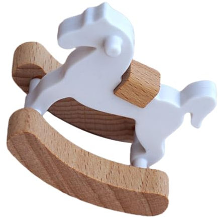Abaodam Kleines Holzpferd Puppenhausmöbel Aus Holz Miniaturmöbel-schaukelstuhl Miniatur-schaukelpferd-Spielzeug Kleines Möbelmodell Puppenhaus-schaukelstuhl Schreibtisch Baby Holz. s