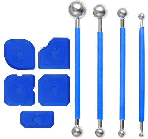 Werkzeug Schaber Kit Fugenglätter Set, Silikonfugen Abzieher, Silikonfugen Abzieher Kugel, 9 Stück Silikon Fugenglätter Werkzeug, Fugenglätter, Schaber Caulking Werkzeug, für Badezimmer