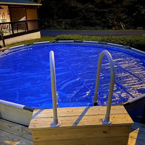 Bâche Solaire de Piscine Couverture de piscine gonflable ronde à bulles bleues, couverture de filet de piscine pour feuilles, couverture solaire robuste pour piscine hors sol, taille personnalisable (